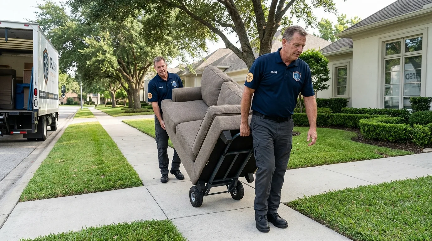 Local residential moving crew loading furniture in Artesia, CA