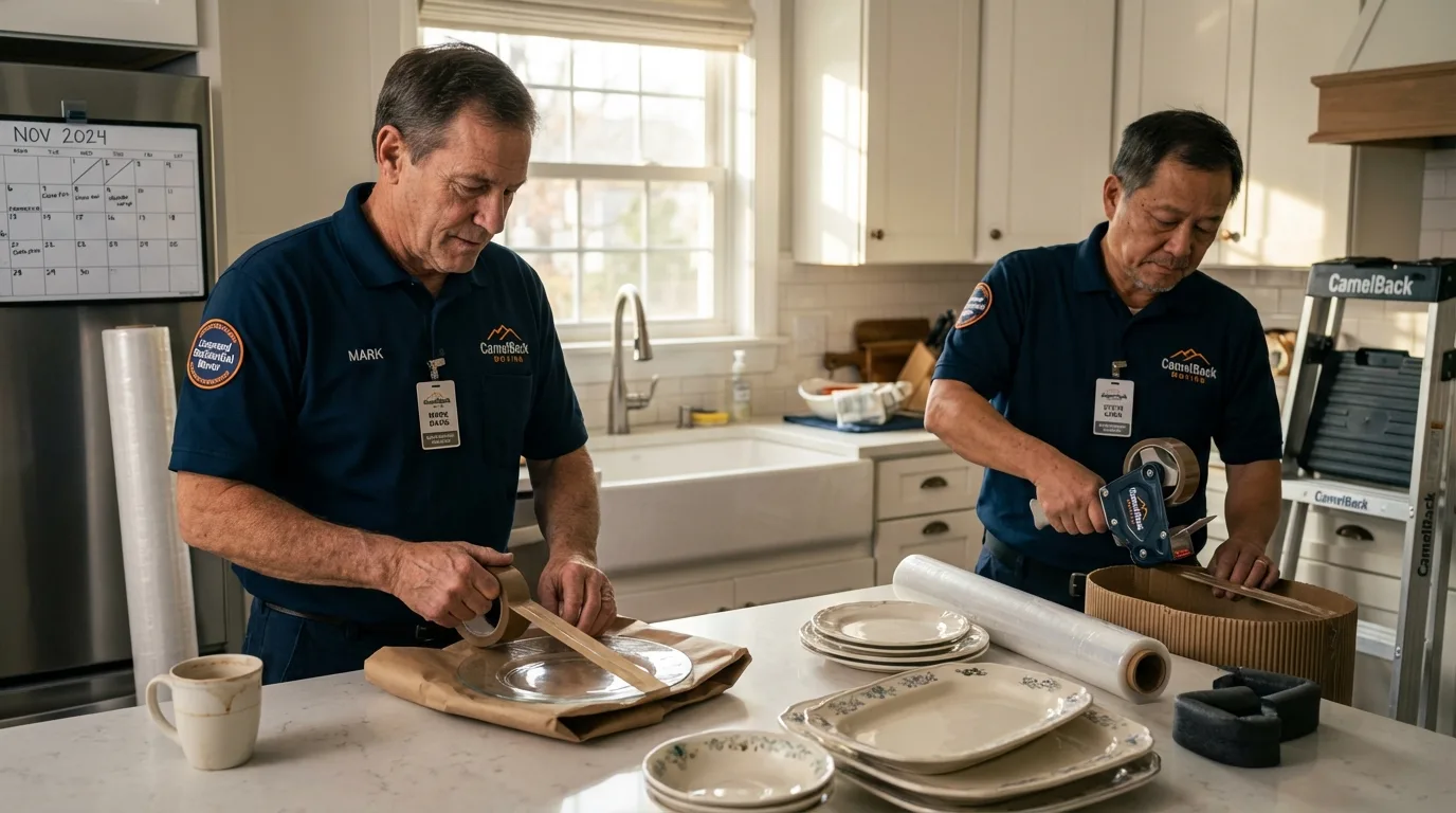 Professional crew packing kitchen dishware in Artesia, CA
